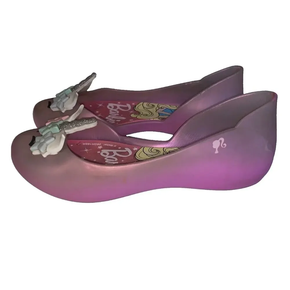 Grendene Kids Barbie Unicorn Girls Size 11 Pink Jelly Ballet Flats Shoes